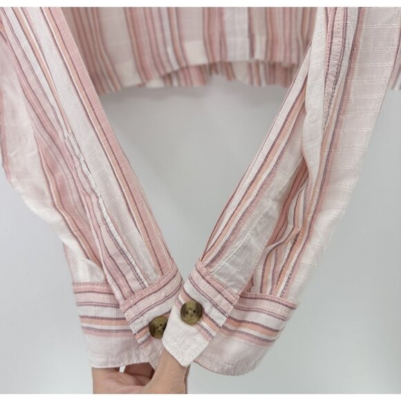 Aeropostale Cropped Striped Long Sleeve Blouse‎ Sz Sm, Boho, Coastal, Beach - Picture 7 of 9